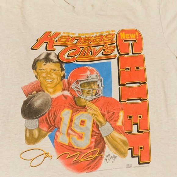 Vintage Joe Montana Shirt 90s  Kansas City's New Chief KC Chiefs Men's Large - Picture 3 of 4